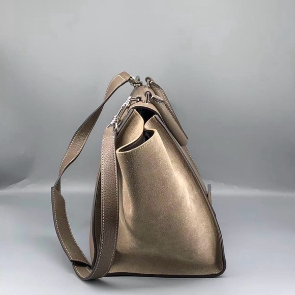 AUTHENTIC Celine Medium Shoulder Crossbody Trapeze Bag Souris Calfskin Leather - Picture 5 of 16